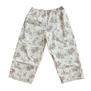 Vintage Victorias Secret Cropped Rose Print Pajama Pants Buttercup Yellow Lace S
